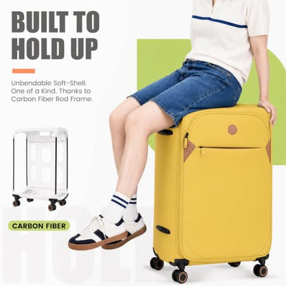 Verage Cambridge Lightweight Luggage Softside Expandable Spinner Wheel Suitcase (Misted Yellow, 29-Inch) - color: Misted Yellow, size: 29-Inch
