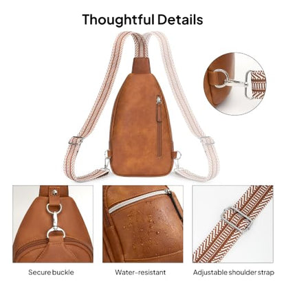 TOPEAST Sling Bag for Women, Anti-Theft Crossbody Bag with RFID Blocking - color: Brown