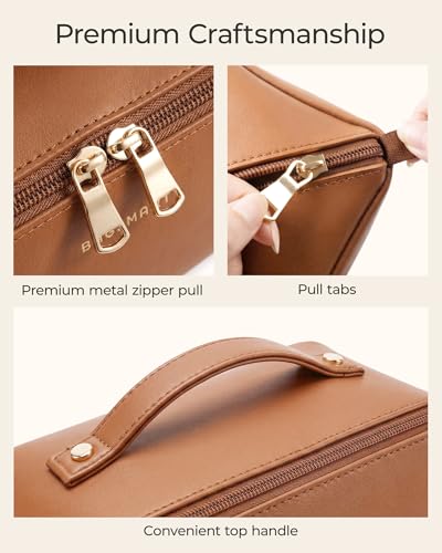 BAGSMART Makeup Bag Travel 3 Pcs Set Cosmetic Toiletry Bag,Classic Brown - color: 31- Classic Brown