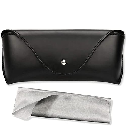 LogHog Portable Leather Glasses Case,Flexible Sunglasses Pouch Slim Case for Women Men Horizontal Eyeglass Case - color: Black