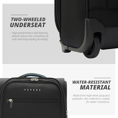 Verage Underseat Carry On Luggage with Wheels,16-Inch,Black - color: Black, size: 16-Inch Rolling Underseat