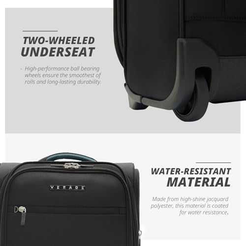 Verage Underseat Carry On Luggage with Wheels,16-Inch,Black - color: Black, size: 16-Inch Rolling Underseat