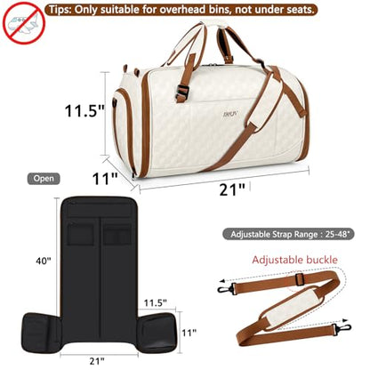 Convertible Garment Bag for Travel, 4-in-1 Backpack for Women Men, 3pcs 50L - color: A-Off White