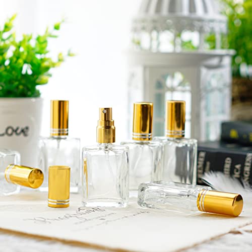 YU FENG 12pcs 15ml Clear Glass Perfume Spray Bottles, Fine Mist Atomizer - color: Gold-2