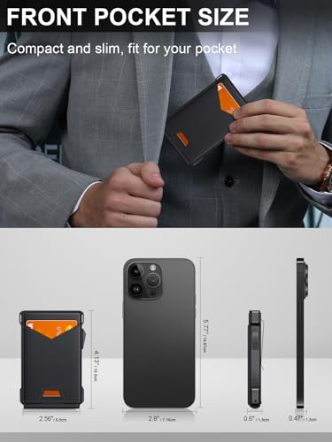 Wallet for Men RFID Wallet with 2 ID Windows & Money Clip, Slim Card Holder - color: Black