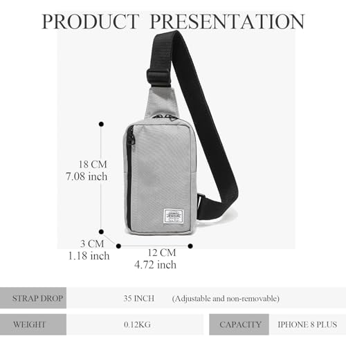 JEMINAL Shoulder Crossbody Bag Hiking Backpack Travel Bag Men Women Sling Backpack Multifunctional - color: Light Gray