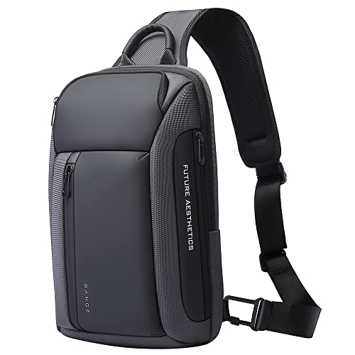 BANGE Men's Crossbody Backpack - Waterproof Shoulder Bag for Travel, Hiking & Daily Commute - color: Grey