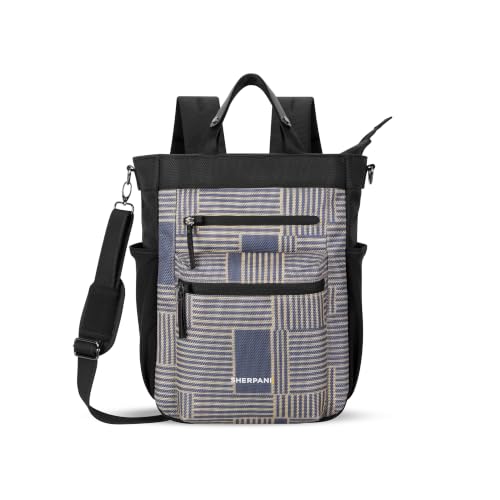 Sherpani Soleil, Anti Theft Convertible Backpack Tote (Passport) - color: Blue Print