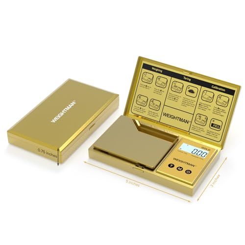WEIGHTMAN Digital Scale Gram, 200g/0.01g Pocket Scale Gold Titanium Plating - color: Gold