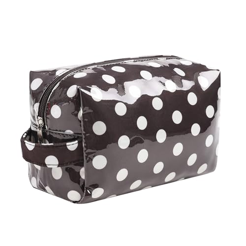 PVC Polka Dots Makeup Bag,Easy to Clean,Waterproof Clear Coated Cosmetic Bag,Cute Travel Organizer Zipper Pouch for Beach Vacation Essentials(04White Dots) - color: 04White Dots