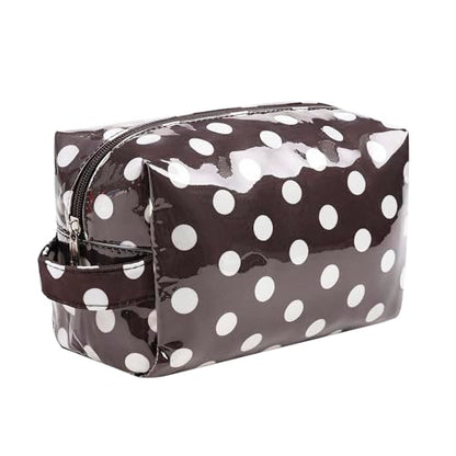 PVC Polka Dots Makeup Bag,Easy to Clean,Waterproof Clear Coated Cosmetic Bag,Cute Travel Organizer Zipper Pouch for Beach Vacation Essentials(04White Dots) - color: 04White Dots