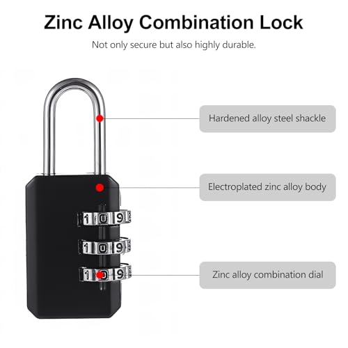 2-Pack Customizable Black Luggage Locks – Set Your Own Combination, Secure Travel Padlocks for Suitcases, Backpacks, and Bags