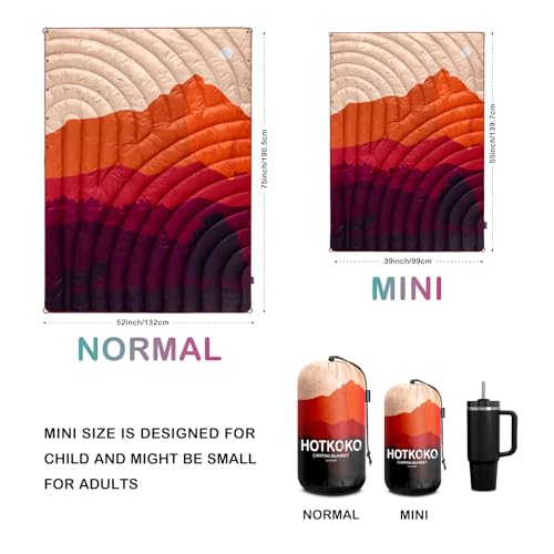 Puffy Camping Blanket,Mini Camp Blanket Outdoor Camping Quilt Waterproof - color: Dusk, size: 39x55"