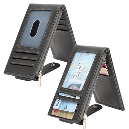 Chelmon Women's RFID Slim Card Holder Wallet - color: Deep Grey1