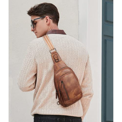 CLUCI Crossbody Bags for Women - Sling Backpack Travel Bag in Leather - color: 0-1 Brown