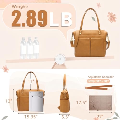 MOMINSIDE Diaper Bag Tote Convertible Diaper Bag Backpack Tote Leather - color: Biscuit