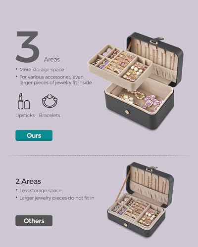 SONGMICS Travel Jewelry Organizer, 2-Layer Portable Jewelry Box Case - color: Slate Gray