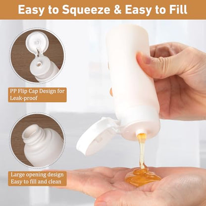 Travel Bottles for Toiletries 4 PCS 3.38 oz Shampoo Bottles | TSA Approved, Leak Proof, Refillable Plastic Squeeze Bottle, Travel Size Containers - size: B-3.38oz-3label1blank