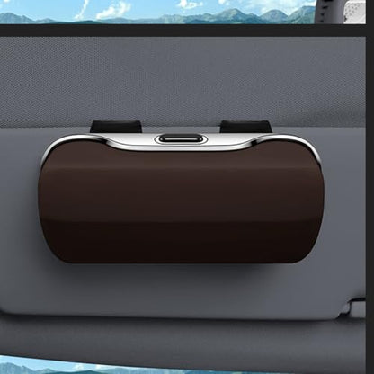 Zipelo 7.09 x 2.56 Inch Car Sun Visor Sunglasses Case, Brown - color: Brown