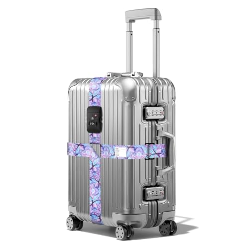 Veki Cross Luggage Straps, TSA Approved with Lock, Purple Butterfly, 1pc - color: Purple Butterfly