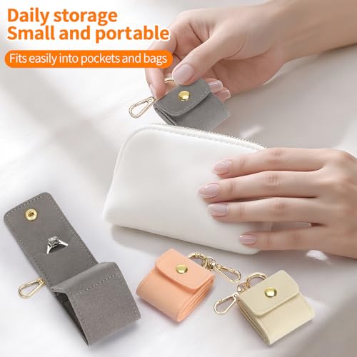 KUKUVR Mini Travel Jewelry Organizer Case with Keychain (Grey) - color: Grey