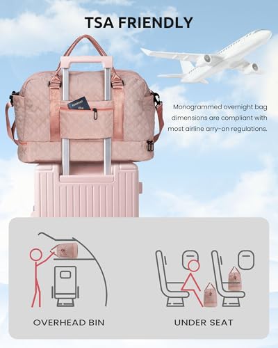 Birthday Gifts-for Women-Initial Duffle Bag with Shoe Compartment - color: Pink, style: C