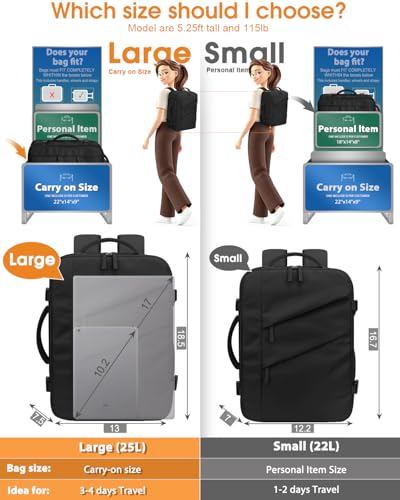 Capolo Travel Laptop Backpack Women Carry On Backpack Weekender Travel Bag - color: Black, size: Large