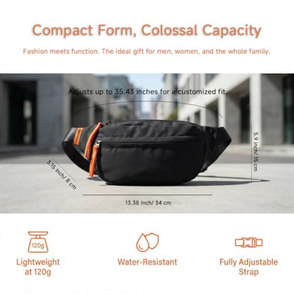 Fanny Pack for Women Men, Crossbody Waist Pack for Running Hiking Travel - color: White