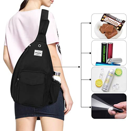 Backpack Sling for Women Anti-Water Crossbody Bag Inclined Adjustable Pack - color: Black