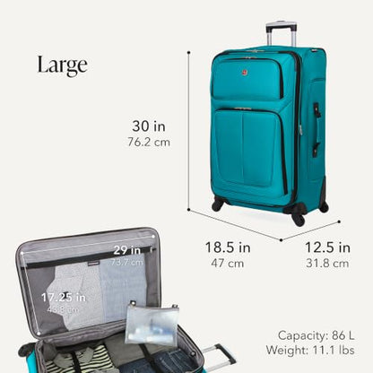 SwissGear Sion Softside Expandable Roller Luggage, Teal, 3 Piece Set (21/25/29) - color: Teal, size: 3-Piece Set (Carry-On/Medium/Large)