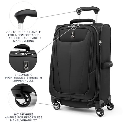 Travelpro Maxlite 5 Softside Carry-On Luggage Spinner, Black, 21-Inch - color: Black, size: Carry-on 21-Inch
