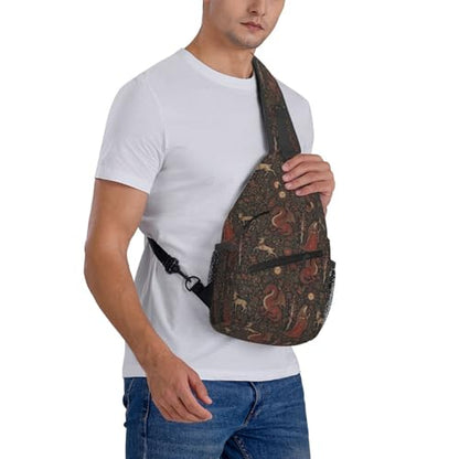 Sling Backpack Unisex Crossbody Chest Bag Shoulder Chest Bag For Women Men Hiking Travel - color: Gothic Medieval