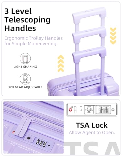 LARVENDER Carry On Luggage 22x14x9 Airline Approved, Suitcases with Wheels - color: Lavender 1