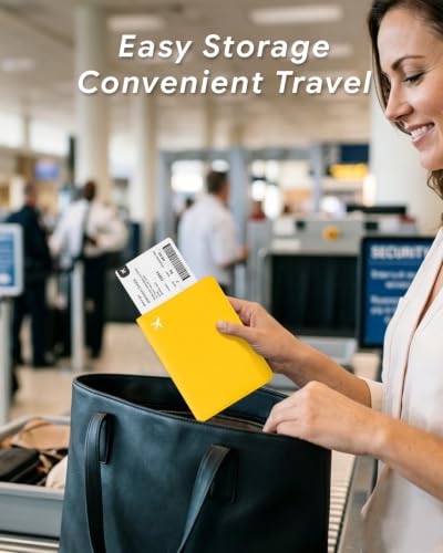 Passport Holder for Travel - RFID Blocking for Women & Men - color: Energetic Yellow