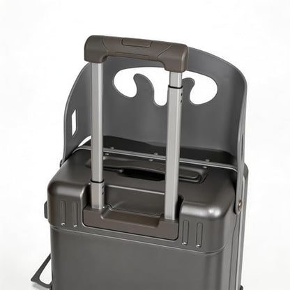 Ride-on Carry-on Suitcase with Foldable Backrest for Kids & Adults,TSA Lock, Cup Holder Versatile Travel Gear for Family(Grey) - color: Grey