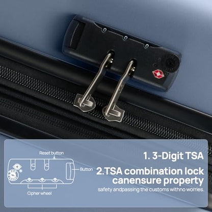 NINETYGO Medium Checked Luggage 24 Inch, Checking In Luggage with Smooth Double Spinner Wheels, Hard Shell PC+ABS Suitcase, Lightweight Travel Luggage, TSA Approved (Blue, Andes) - color: 01-Blue (Andes), size: Checked 24-Inch