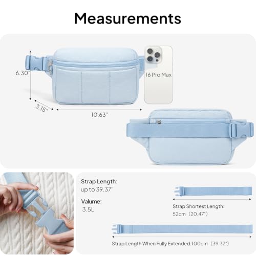 TOPEAST Fanny Pack for Women 3.5L Waist Pack with Water Bottle Holder, Light Blue - color: Baby Blue