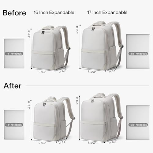 Hanke Expandable Travel Backpack 17 Inch, Full-Open Laptop Backpack, Grey - color: Grey (Cool Grey), size: 17 Inch