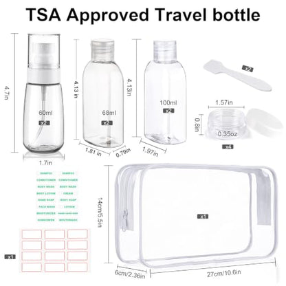 Travel Bottles for Toiletries 10 PCS 3.4oz Travel Size Containers - color: D-Transparent