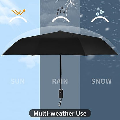 Yoobure Windproof Automatic Travel Umbrella, Compact Folding UV Sun & Rain - color: Black