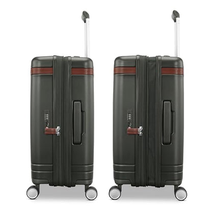 Virtuosa Hardside 21 Inch Carry On Luggage - Airline Approved with 360° Spinner Wheels, RightHeight™ Adjustable Handle - Zippered WetPak™ - TSA Lock - Expandable Light Polycarbonate Shell - Pine Green - color: Pine Green
