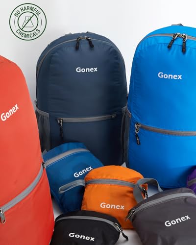 Gonex Packable Daypack Backpack 20L Lightweight Foldable Travel Bag - color: Red