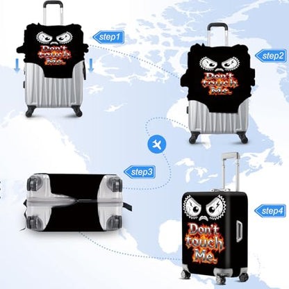 ANNA QUEEN Travel Luggage Cover Suitcase Protector Suitcase Cover Anti-Scratch,Stretchable Bag Cover Washable Durable Polyester - color: Don't touch me - Black and angry, size: M(fits 24-26Inch suitcase)