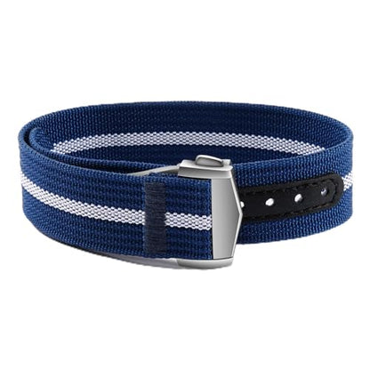 Nylon Watch Strap 20mm 22mm Nylon Watch Band Replacement Single Pass Strap Breathable Military Watch Bands for Men Soft Elastic Watch Straps - color: Blue & White, size: 20mm
