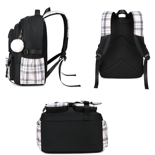PiPiCat Backpack for Girls 4 in 1 Back to School Bookbag - color: K4 Butterfly Black