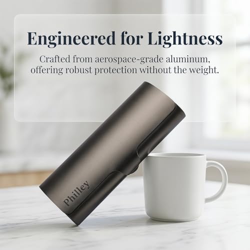 Philley Aluminum Ultra-Light Eyeglasses Slim Reading Glasses Case - color: Gun Grey