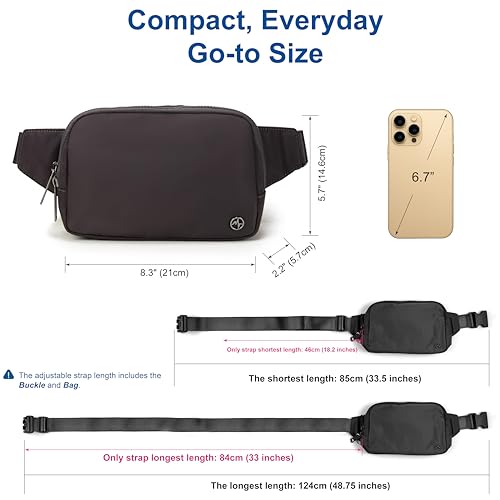 Pander Belt Bag Large 2L, Nylon Fanny Pack Purse for Women and Men with Adjustable Strap - color: Dim Grey