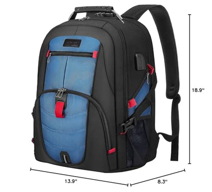 LOVEVOOK Large Laptop Backpack for Men,17.3Inch Heavy Duty Travel Backpack - color: Blue, size: 17 inch