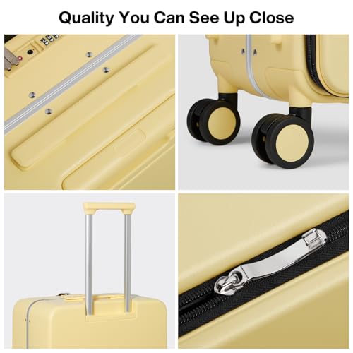 mixi 26 Inch Large Checked Luggage PC Hard Shell Suitcase Top Opening Aluminum Frame Travel Suitcases with Wheels, Lark Yellow - color: Lark Yellow, size: 26-inch