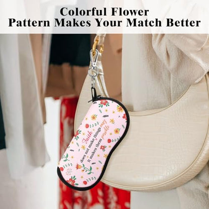 MoKo Sunglasses Soft Case Ultra Light Neoprene Zipper Eyeglass Case for Men Women - color: Pink Flowers